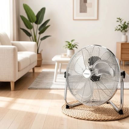 ZEVENTI - Podlahový ventilátor FLOW 60W/230V 44,5 cm lesklý chróm
