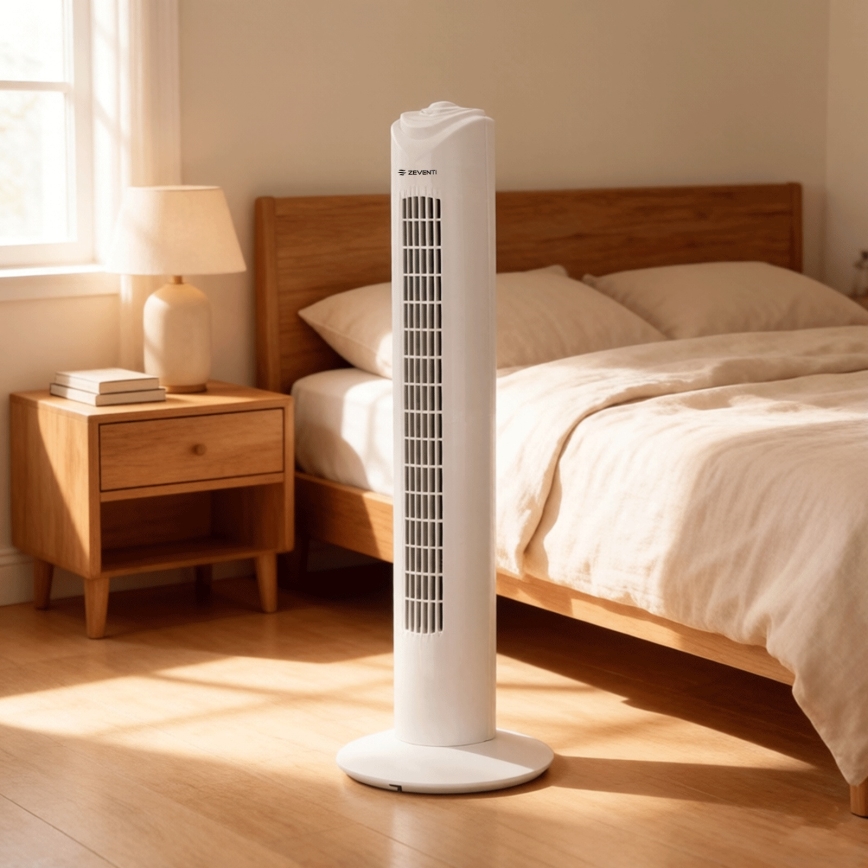 ZEVENTI - Stĺpový ventilátor FLOW 45W/230V biely