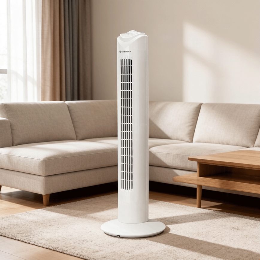 ZEVENTI - Stĺpový ventilátor FLOW 45W/230V biely