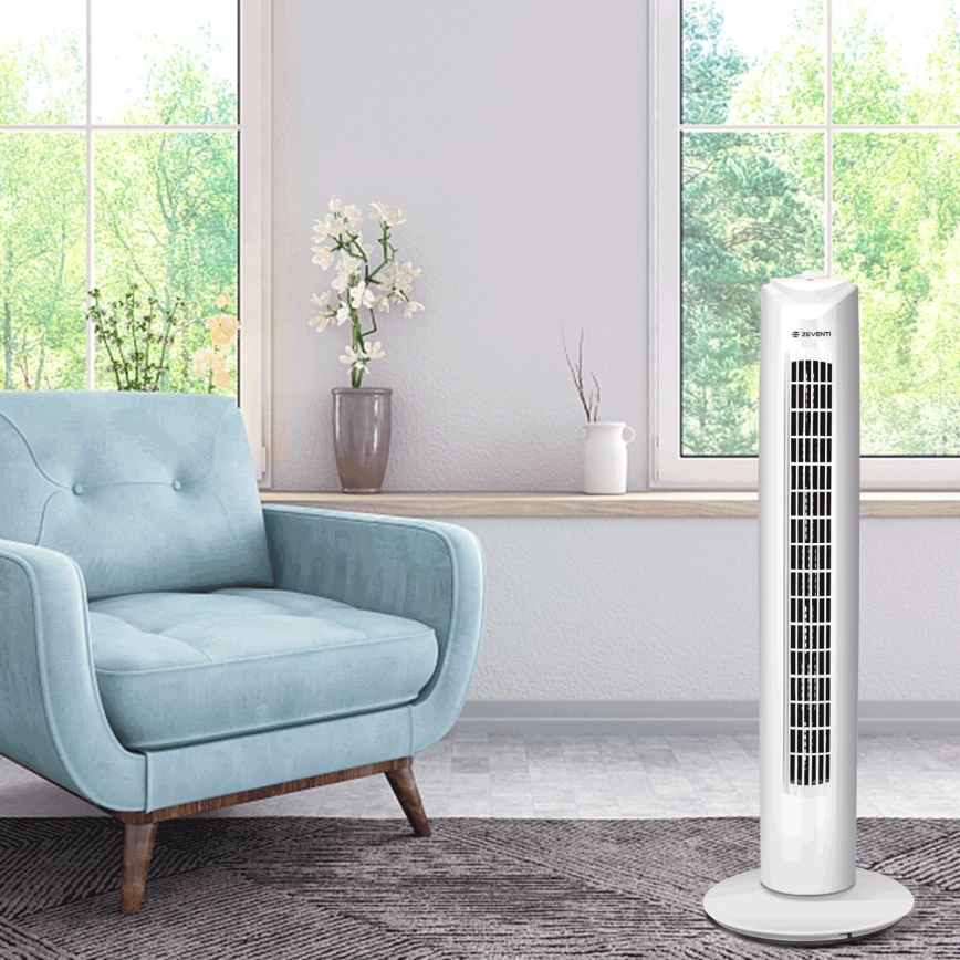 ZEVENTI - Stĺpový ventilátor FLOW 45W/230V biely