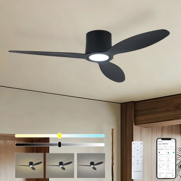ZEVENTI - stmievateľný LED stropný ventilátor VENTORA LED/24W/230V 3000/4000/6000K Wi-Fi Tuya čierny + diaľkové ovládanie