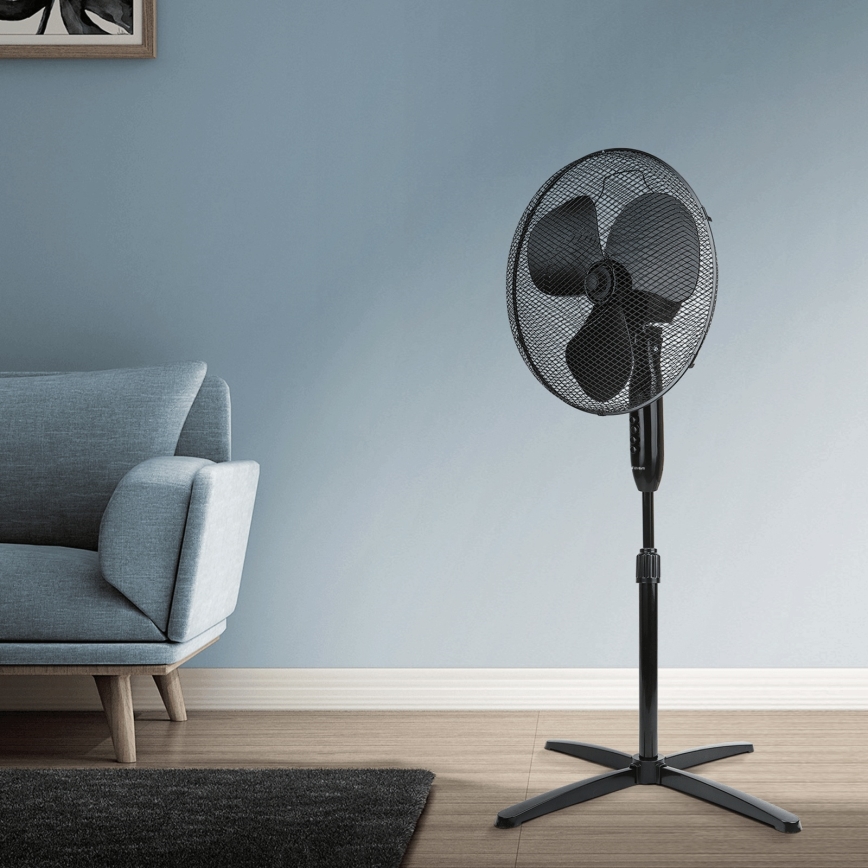ZEVENTI - Stojanový ventilátor 40 W/230 V, priemer 40 cm, čierny