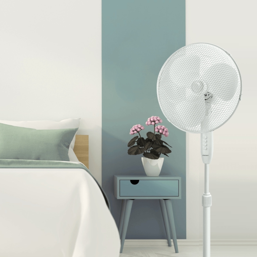 ZEVENTI - Stojanový ventilátor FLOW 45W/230V 120 cm biela