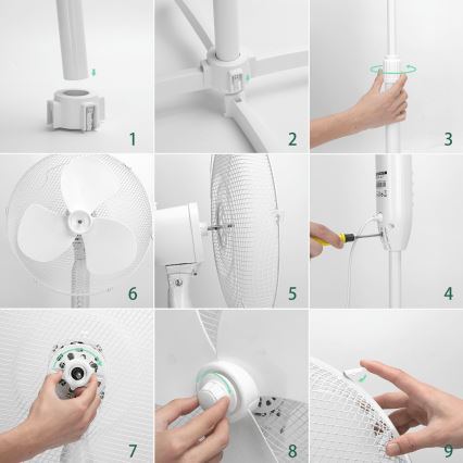 ZEVENTI - Stojanový ventilátor FLOW 45W/230V 120 cm biela