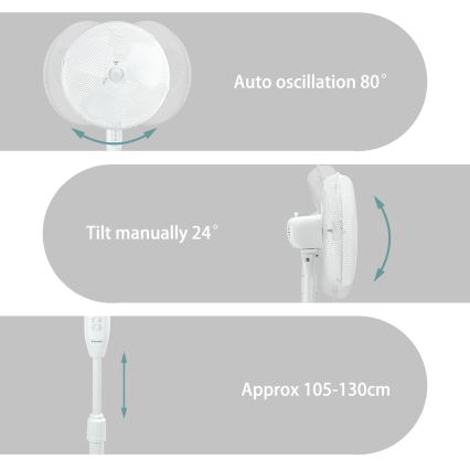 ZEVENTI - Stojanový ventilátor FLOW 45W/230V 120 cm biela
