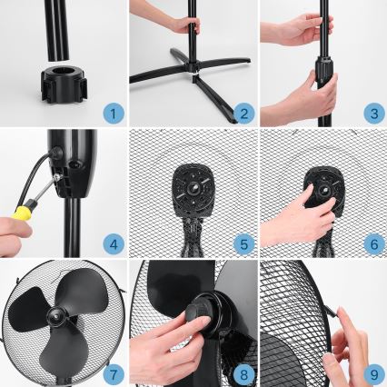 ZEVENTI - Stojanový ventilátor FLOW 40W/230V čierny