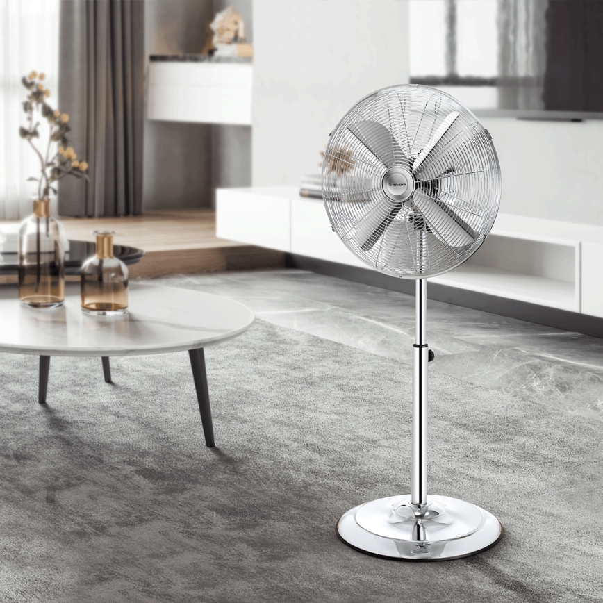 ZEVENTI - Stojanový ventilátor FLOW 50W/230V 125 cm lesklý chróm