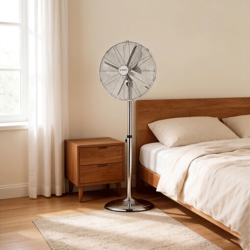 ZEVENTI - Stojanový ventilátor FLOW 50W/230V 125 cm lesklý chróm