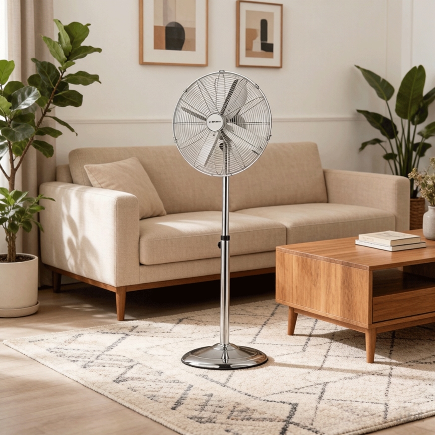 ZEVENTI - Stojanový ventilátor FLOW 50W/230V 125 cm lesklý chróm