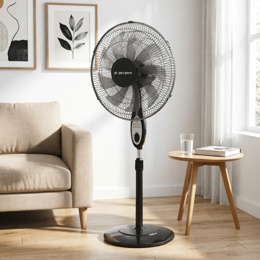 ZEVENTI - Stojanový ventilátor FLOW 55W/230V 130 cm čierna + diaľkové ovládanie