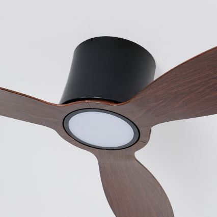 ZEVENTI - LED stmievateľný stropný ventilátor VENTORA LED/24W/230V 3000/4000/6000K Wi-Fi Tuya čierna/orech + diaľkové ovládanie