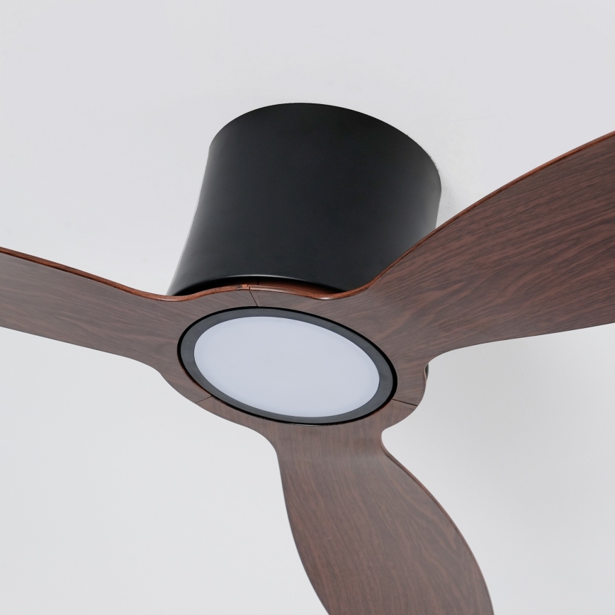 ZEVENTI - LED stmievateľný stropný ventilátor VENTORA LED/24W/230V 3000/4000/6000K Wi-Fi Tuya čierna/orech + diaľkové ovládanie
