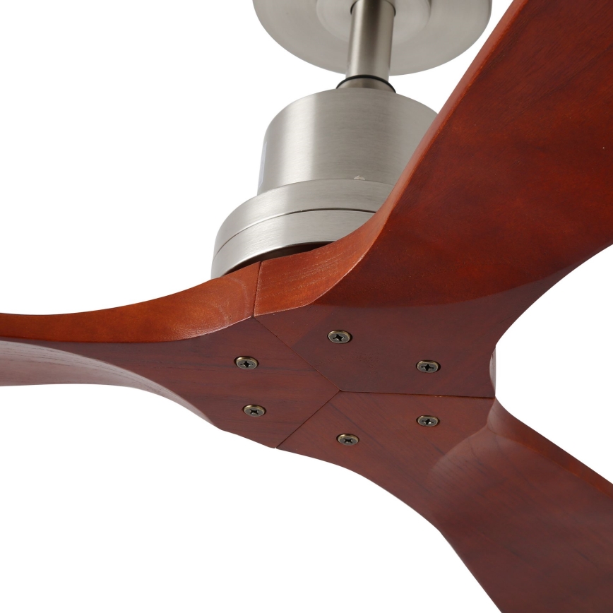 ZEVENTI - Stropný ventilátor LIONI Wi-Fi Tuya matný chróm/dub + diaľkové ovládanie