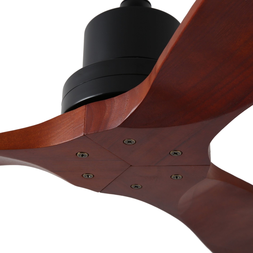 ZEVENTI - Stropný ventilátor LIONI Wi-Fi Tuya čierna/dub + diaľkové ovládanie