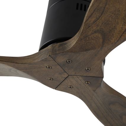 ZEVENTI - Stropný ventilátor SPELLO Wi-Fi Tuya čierna/dub + diaľkové ovládanie