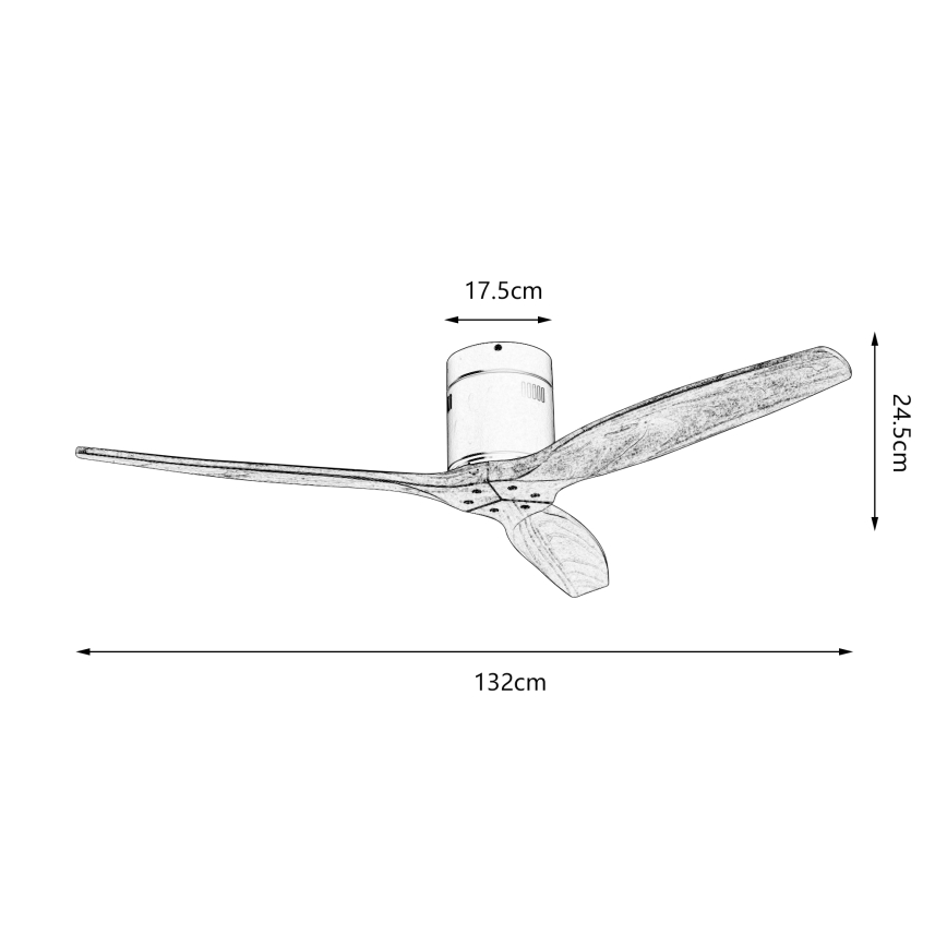 ZEVENTI - Stropný ventilátor SPELLO Wi-Fi Tuya čierna/dub + diaľkové ovládanie