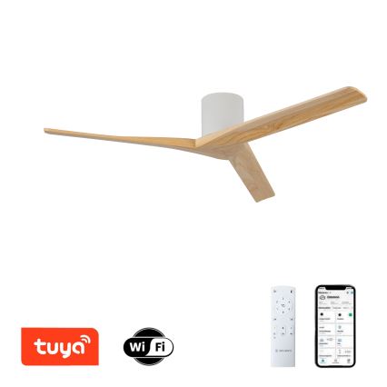 ZEVENTI - Stropný ventilátor VELLON Wi-Fi Tuya biela/paulownia + diaľkové ovládanie