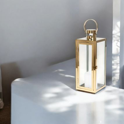 Zlatá dekoratívna lucerna 38 cm