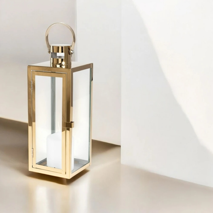 Zlatá dekoratívna lucerna 38 cm