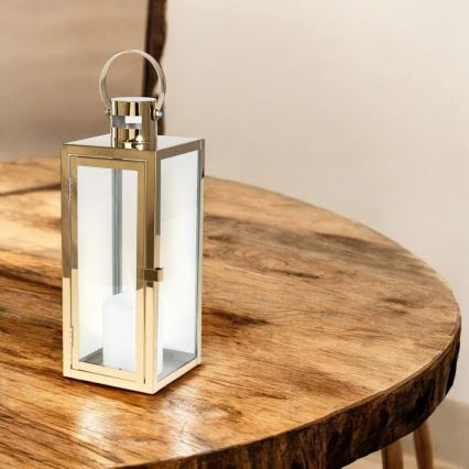 Zlatá dekoratívna lucerna 38 cm