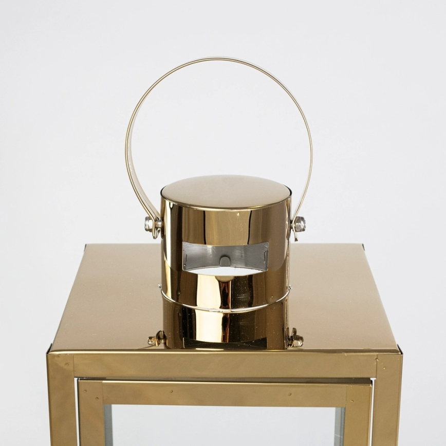 Zlatá dekoratívna lucerna 38 cm