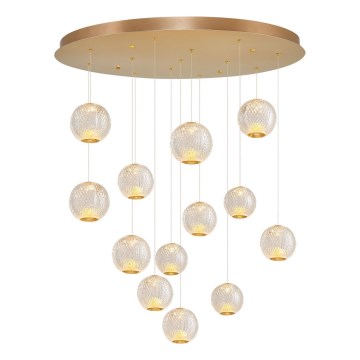 Zlatý LED luster na laně CREMONA 13xLED/5W/230V 3000K