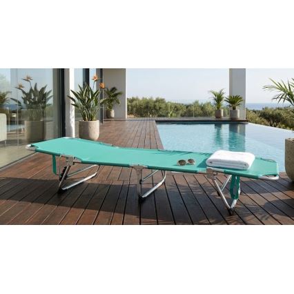 Zložiteľné polohovateľné ležadlo SUNO 56x190 cm tyrkysové