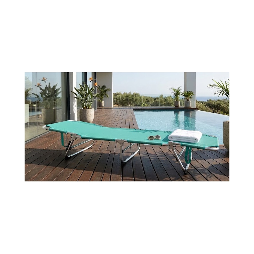 Zložiteľné polohovateľné ležadlo SUNO 56x190 cm tyrkysové