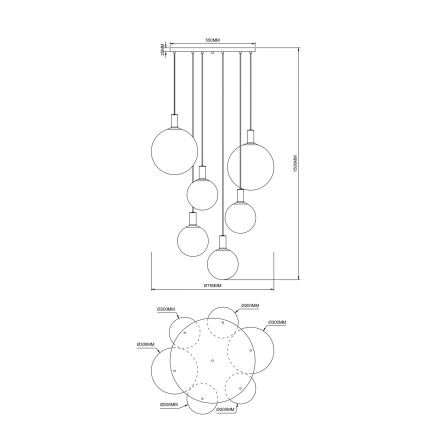 Zuma Line - Závesný luster na lane 6xE27/25W/230V priemer 75 cm zlatá/čierna