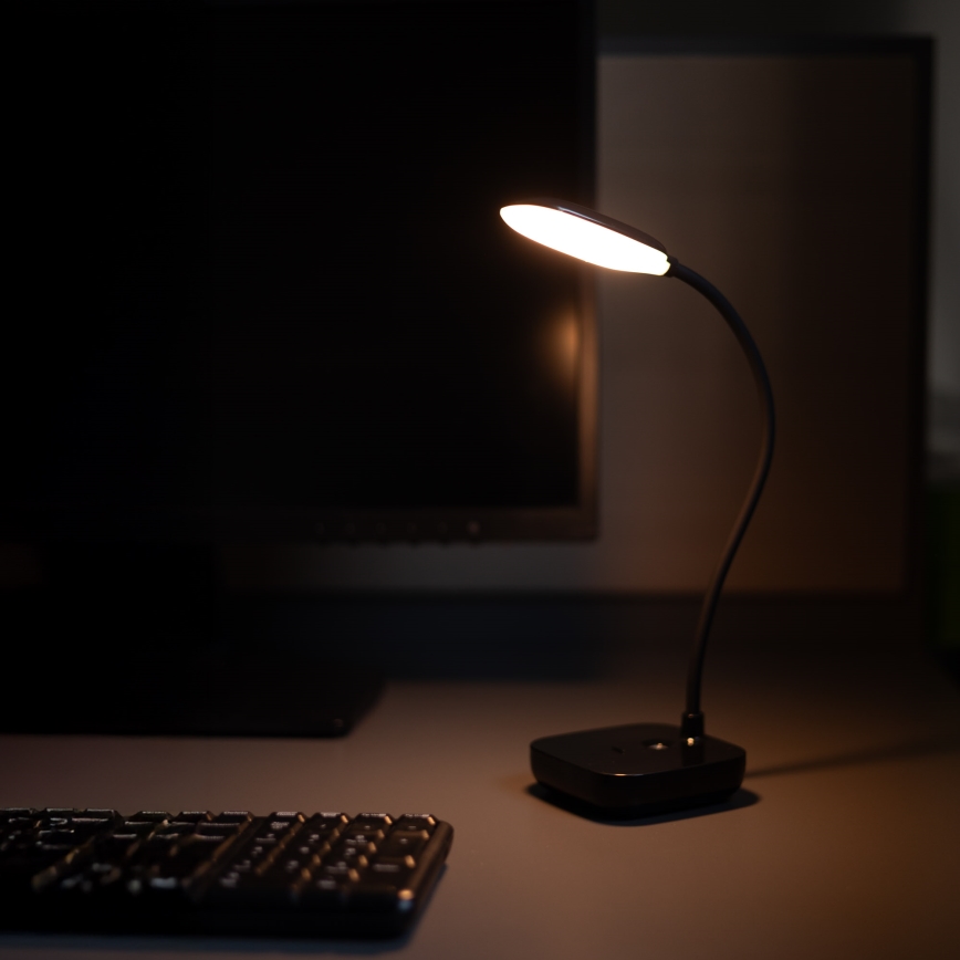Zuma Line - LED Nabíjacia stolná lampa LED/7W/1200 mAh 3000/4500/6000K čierna