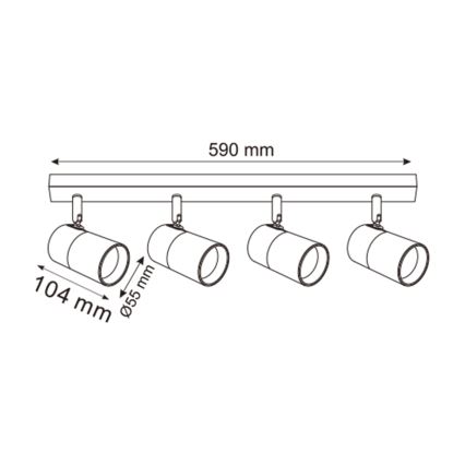 Zuma Line - Bodové svietidlo 4xGU10/50W/230V čierna/zlatá