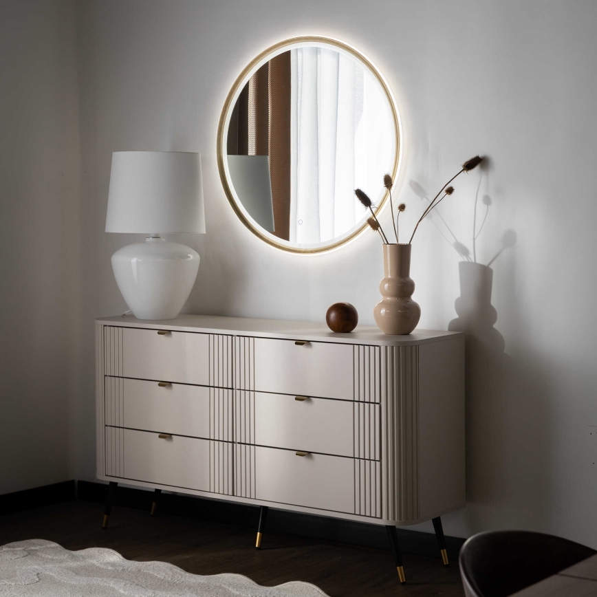 Zuma Line - LED kúpeľňové nástenné zrkadlo s podsvietením LED/36W/230V 3000/4000/6000K priemer 80 cm IP44 mosadz