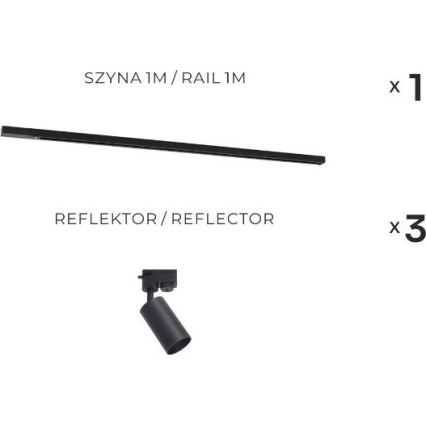Zuma Line - Bodové svietidlo do lištového systému 3xGU10/35W/230V čierne