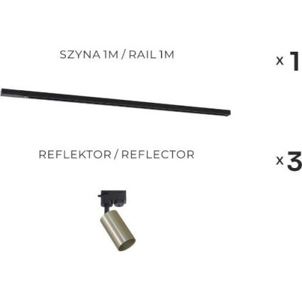 Zuma Line - Bodové svietidlo v lištovom systéme 3xGU10/35W/230V čierna/zlatá
