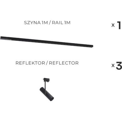 Zuma Line - Bodové svietidlo v lištovom systéme 3xGU10/35W/230V čierna