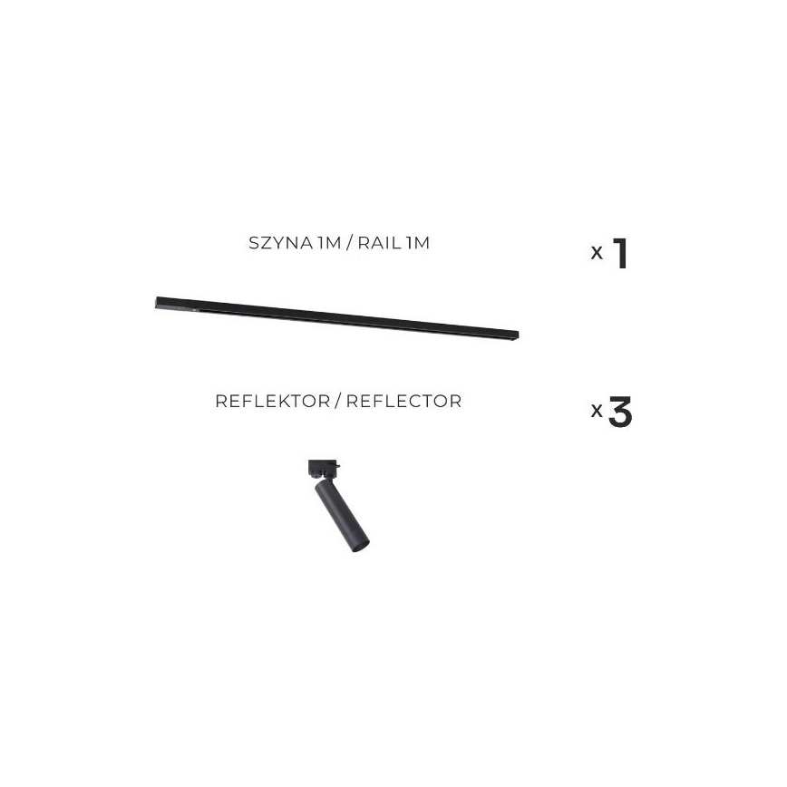 Zuma Line - Bodové svietidlo do lištového systému 3xGU10/35W/230V čierna