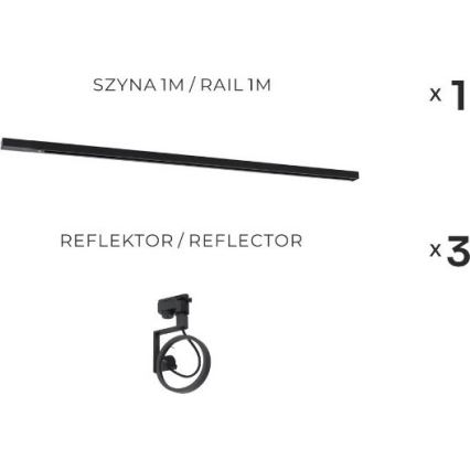 Zuma Line - Спотове світло в рейковій системі 3xGU10/15W/230V чорне