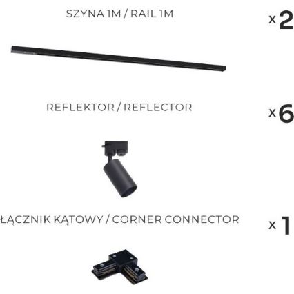 Zuma Line - Bodové svietidlo v lištovom systéme 6xGU10/35W/230V čierne