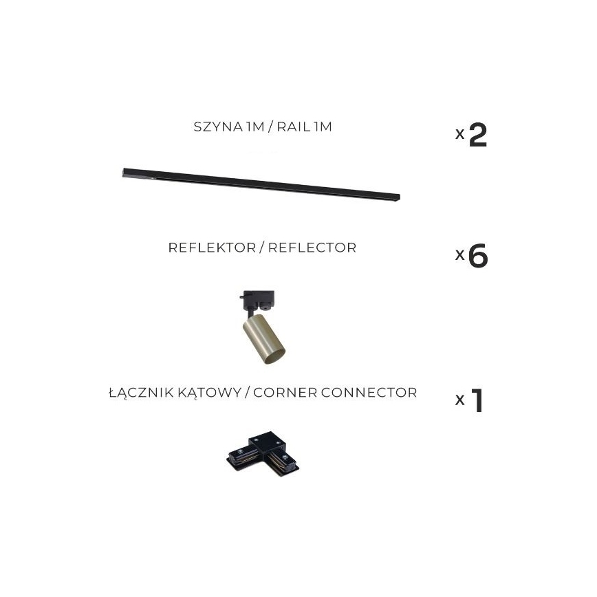 Zuma Line - Bodové svietidlo v lištovom systéme 6xGU10/35W/230V čierna/zlatá