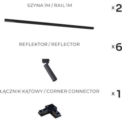 Zuma Line - Bodové svietidlo do lištového systému 6xGU10/35W/230V čierna
