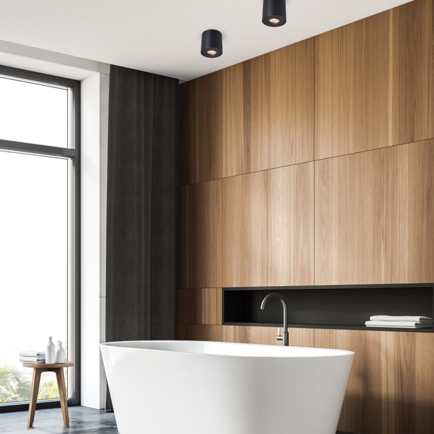 Zuma Line - LED RGBW Stmievateľné kúpeľňové bodové svietidlo 1xGU10/4,8W/230V IP44 čierne + diaľkové ovládanie