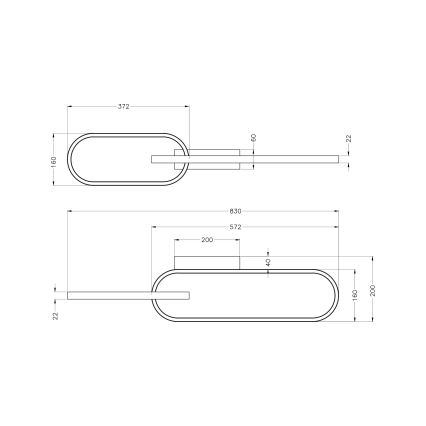 Zuma Line - LED Stropné svietidlo 2xLED/24W/230V čierna/zlatá