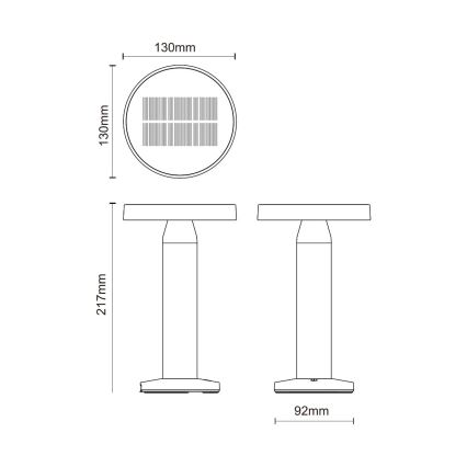 Zuma Line - LED Stmievateľná solárna nabíjacia stolná lampa LED/2W/2000 mAh IP44 čierna