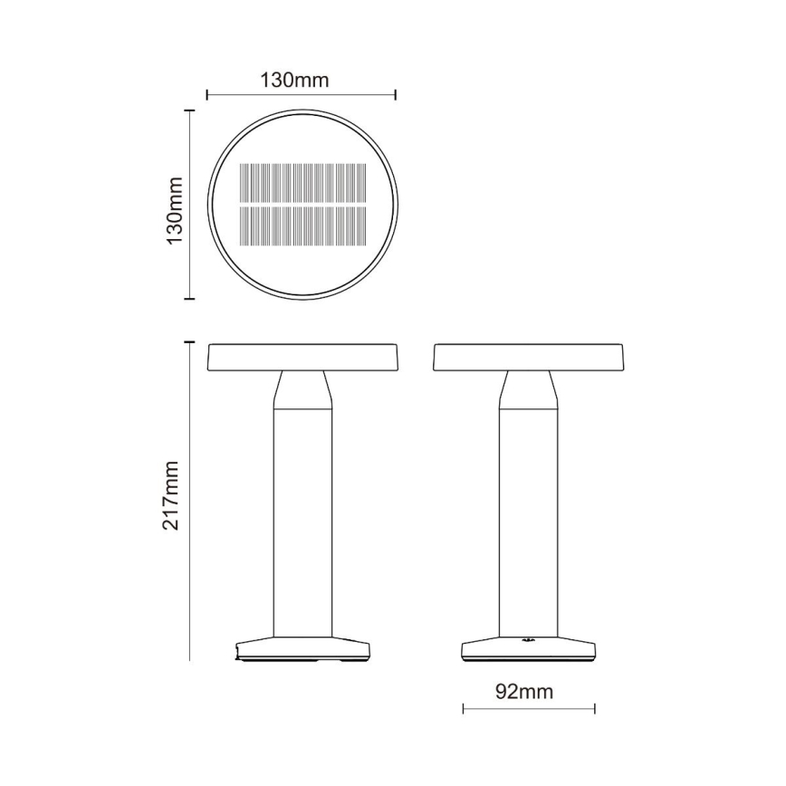 Zuma Line - LED Stmievateľná solárna nabíjacia stolná lampa LED/2W/2000 mAh IP44 čierna