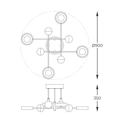 Zuma Line - LED stmievateľný prisadený luster LED/60W/230V zlatá/čierna