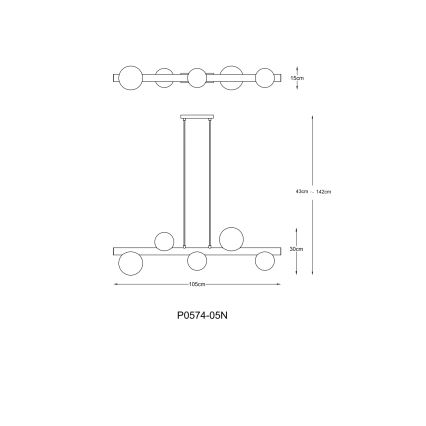 Zuma Line - Závesný luster na lankách 5xG9/33W/230V čierna