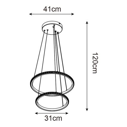 Zuma Line - LED Luster na lanku RIDE LED/22W/230V + LED/14W pr. 41 cm čierna