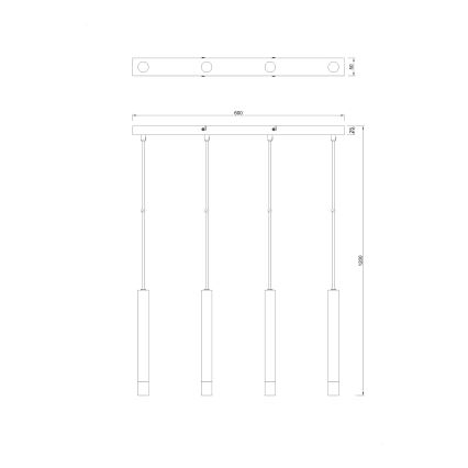Zuma Line - Luster na lanku 4xG9/5W/230V čierny