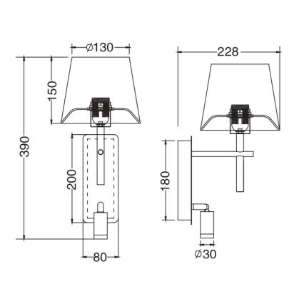 Zuma Line - LED nástenné svietidlo 1xE27/40W/230V + LED/2,5W čierna/biela